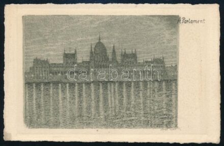 Mátrai Vilmos (1877-1961): Parlament. Rézkarc, papír, jelzett a karcon, 8×10 cm
