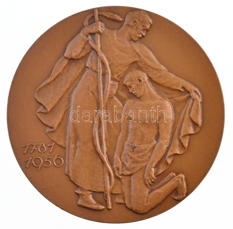Reményi József (1887-1977) 1956. 'Pest Megye Semmelweis (Rókus) Kórház Alapításának 175. évfordulójára / 1781-1956' kétoldalas Br emlékérem (60mm) T:1- patina, kis ü. / Hungary 1956. 'For the 175th Anniversary of the founding of - Image 2