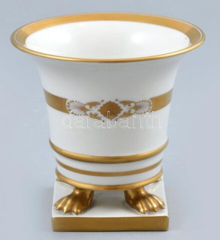 Herendi porcelán váza aranyozott díszítéssel kézzel festett jelzett minimális kopással 10 cm