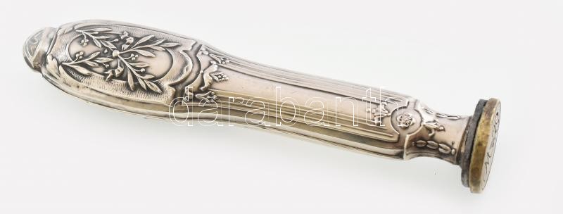 Ezüst (Ag) nyelű pecsétnyomó réz pecséttel, 12 cm, br 56 g - Image 2