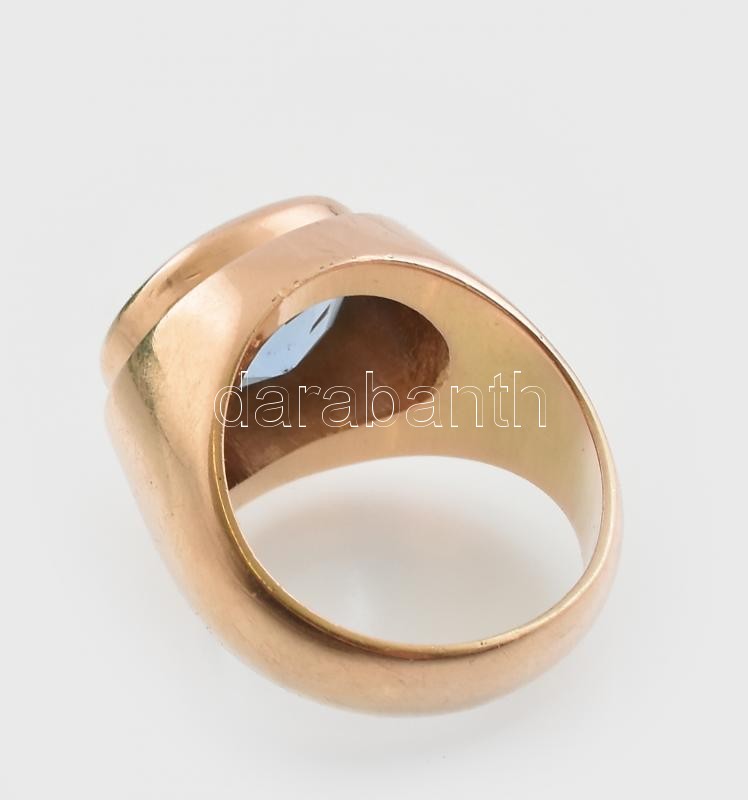 Arany (Au/14k) pecsétgyűrű, spinellel ékítve. Jelzett br: 8,3 g - Image 3