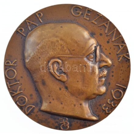 Beck Ötvös Fülöp (1873-1945) 1933. 'Dr. Pap Gézának 1933 / Országos Társadalombiztosító Intézet' kétoldalas bronz emlékérem (60mm) T:2 patina, ph, ü. Hungary 1933. 'For Dr. Géza Pap 1933 / National Social Insurance Institution'