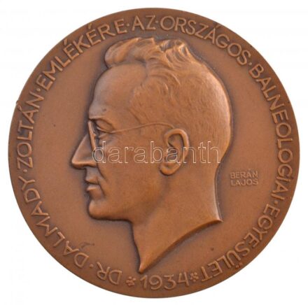 Berán Lajos (1882-1943) 1934. 'Dr. Dalmady Zoltán emlékére az Országos Balneológiai Egyesület' egyoldalas bronz emlékérem (61mm) T:1- kis patina, kis ph / Hungary 1934. 'In memory of Dr. Zoltán Dalmady, from the National Balneological