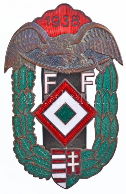 1938. 'Felvidéki Felkelők' zománcozott Br jelvény hátlapon '192' beütéssel (59x38mm) T:1- / Hungary 1938. 'Highland Insurgents' enamelled Br badge with '192'mark on the back (59x38mm) C:AU