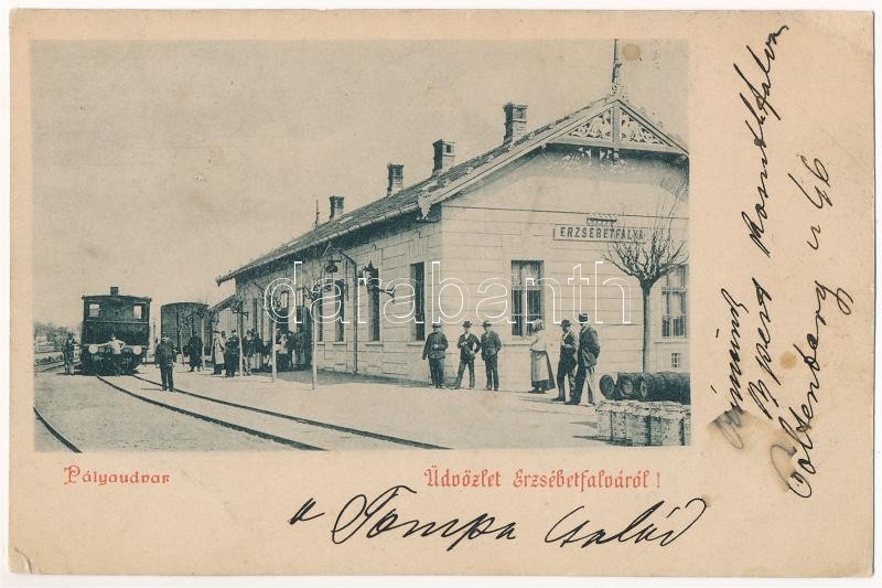 1900 Budapest XX. Pestszenterzsébet, Pesterzsébet, Erzsébetfalva; vasútállomás, XIIh. osztályú (később 377 sorozatú) mellékvonali gőzmozdony (r)