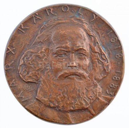 Bacsi István (1948-2002) DN 'Marx Károly 1818-1883' bronz emlékplakett (108mm) T:1- / Hungary ND 'Carl Marx 1818-1883' bronze commemorative medallion. Sign.: István Bacsi (108mm) C:AU
