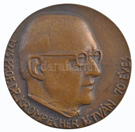 Váró Márton (1943-) 1975. 'Prof. Dr. Krompecher István 70 éves / Felix qvipotvit - Rervm cognoscere cavsas' öntött Br emlékérem (~95mm) T:1- CS 359.