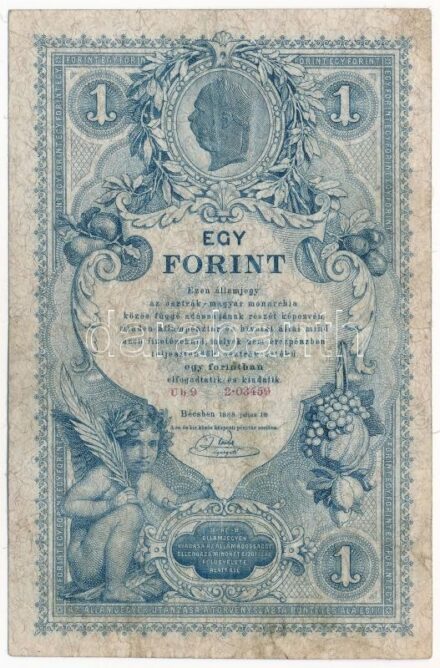1888. 1Ft / 1G 'Ub9 2 03459' T:III,III- / Hungary 1888. 1 Forint / 1 Gulden 'Ub9 2 03459' C:F,VG Adamo G126
