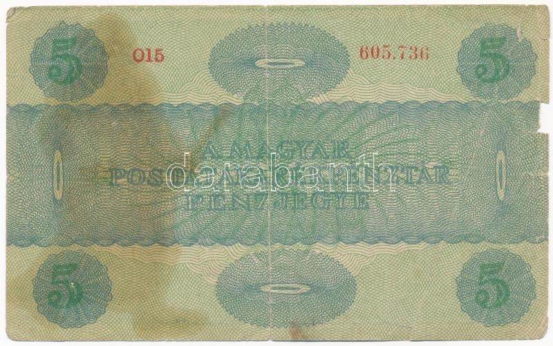 1919. 5K 'OSZTRÁK-MAGYAR BANK...' előlapján gúnyrajz T:III- / Hungary 1919. 5 Korona 'OSZTRÁK-MAGYAR BANK...' with hand-drawn caricature on front C:VG Adamo K8Be - Image 2
