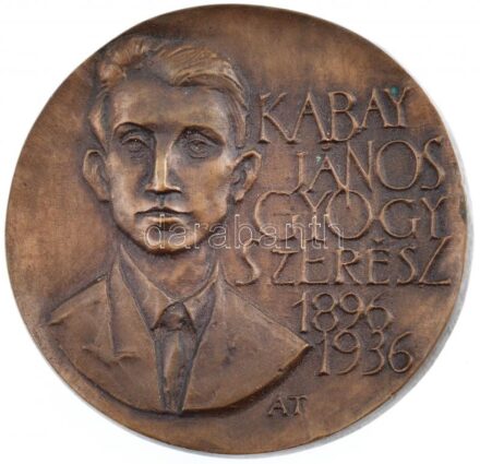 Asszonyi Tamás (1942-) DN 'Kabay János gyógyszerész 1896-1936 / Magyar Gyógyszerészeti Társaság - Gyógyszerkutatási munkásságért' kétoldalas Br emlékérem (77mm) T:1- patina, ragasztott cetli a hátlapon / Hungary ND 'János Kabay