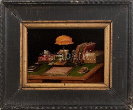 Gutaházy Németh Gyula (1892-1959): Csendélet. Olaj, falemez, jelzett, 14x19,5 cm.Dekoratív, sérült fakeretben.