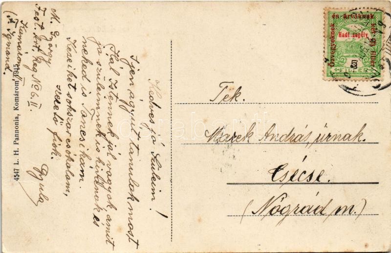 Komárom, Komárnó; katonai üdvözlet, ágyútöltés / K.u.k. military, soldiers loading a cannon - Image 2