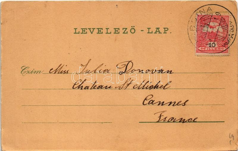 1907 Dobsina, Dobschau; Városháza, állami polgári fiúiskola, Népkert pavilon. Schwidernoch Károly / town hall, boy school, garden pavilion. Art Nouveau, floral, litho (EB) - Image 2