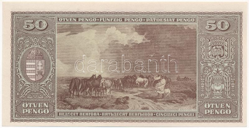 1945. 50P 'D 012 022879' T:I / Hungary 1945. 50 Pengő 'D 012 022879' C:UNC Adamo P15 - Image 2