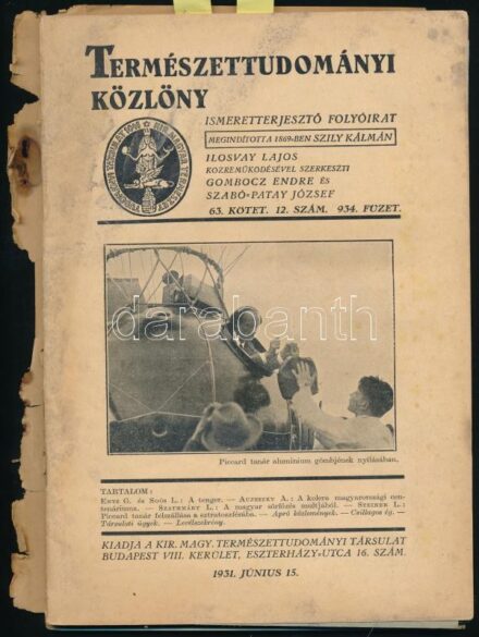 1925-1931 Természettudományi közlöny 2 száma, foltosak, az egyikről a borítók leszakadtak.
