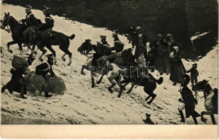 Gruppe aus dem Panorama Caub 1813-1814 gemalt von Ungewitter (Figuren) und Wendling (Landschaft) / German military art postcard (EK)