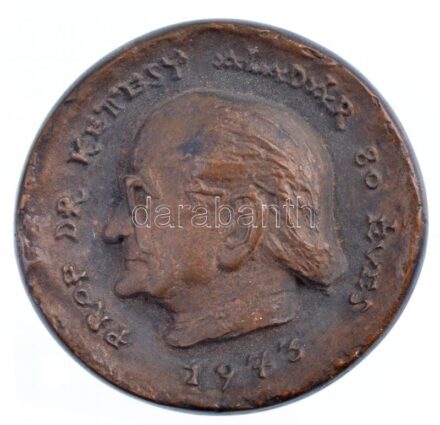 Madarassy Walter (1909-1994) 1973. 'Prof. Dr. Kettesy Aladár 80 éves' kétoldalas bronz emlékplakett (85mm) T:2 patina / Hungary 1973. 'Dr. Aladár Kettesy is 80 years old' two-sided bronze commemorative plaque. Sign.:Walter Madarassy