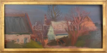 Ugocsai Antal (1942-): Házak. Olaj, farost, jelzett, 30×65 cm, keretben