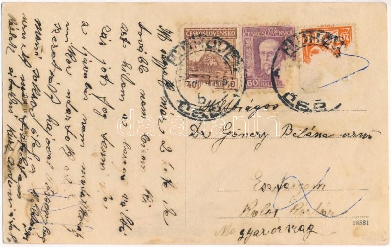 Galgóc, Frasták, Hlohovec; úszó hajómalom kikötő, Fő utca és tér, Bata üzlet / floating boat mills in the port (ship mills), main street and square, shops. floral (Rb) - Image 2