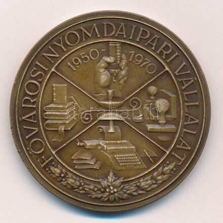 1970. 'Fővárosi Nyomdaipari Vállalat 1950-1970 / A 20 éves becsületes munka emlékére' Br emlékérem (50mm) T:1-