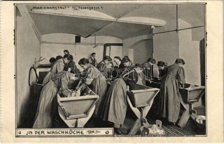 Wien, Vienna, Bécs; Marienanstalt Fasangasse 4. In der Waschküche. Fec. Charles Scolik sen. k.u.k. Hof- und Kammerphotograph