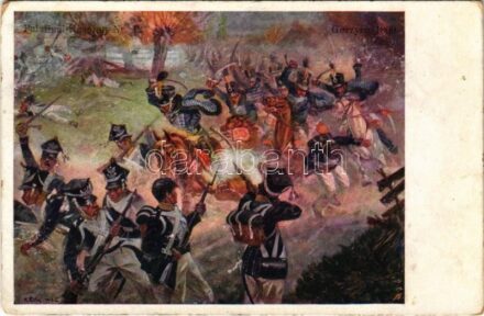1916 Nagyszigethi Szily Ant. kapitány sikeres rohamot intéz ellenségtől megszállva tartott Mosciska mala helység ellen. Ezen tettéért a Mária Terézia rendjellel lett kitüntetve / Gorzyce 1809. Palatinal-Husaren Nr. 12. Rittm. Anton Szily