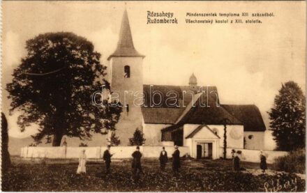 Rózsahegy, Ruzomberok; Mindenszentek temploma XIII századból. Klimacek Sándor kiadása / Vsechsvatsky kostol z XIII. stoletía / church from the 13th century