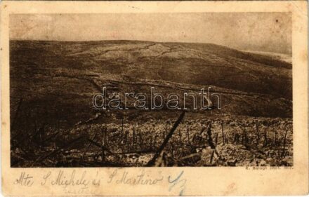 1917 Schlachtfeld am Mte. S. Michele und S. Martino. Reingewinn zugunsten der Witwen und Waisen von Gefallenen an der Isonzofront / A Mte. S. Michele és S. Martino harctere / WWI Austro-Hungarian K.u.K. military, battlefield in Italy + 'K.U.K.
