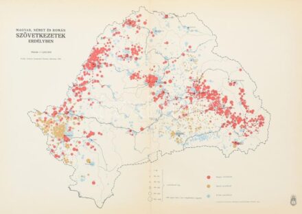 1940 Magyar német és román szövetkezetek Erdélyben Honvéd térképészeti Intézet 40 x36 cm