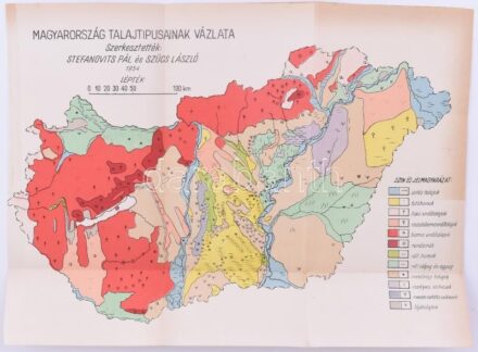 1954 Magyarország talajtípusainak vázlata szerkesztették Stefanovits Pál és Szűcs László40x28 cm