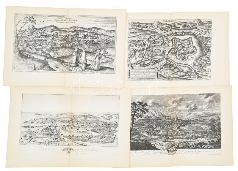 4 db erdélyi várakról készült régi metszet 1930-as évek beli reprintje. 30x45 cm