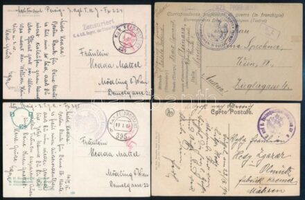 18 db I. világháborús tábori posta képeslap + 7 hadifogolylap + 5 cenzúrás képeslap / The Great War 18 Field postcards + 7 POW cards + 5 censored postcards
