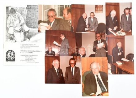 1982 László Gyula (1910-1998) régész 72 éves, szűk körű ünnepség munkatársak között, rajta Dienes István (1929-1995) régész, László Gyula tanítványa, Bóna István (1930- 2001) régész, Selmeczi László (1942-) régész és