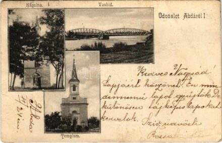 1904 Abda (Győr), kápolna, vashíd, templom (Rb)
