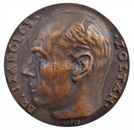 Csúcs Ferenc (1905-1999) 1949. 'Dr. Szabolcs Zoltán / 1949' kétoldalas bronz plakett, peremen jelzett sorszámmal '9' (70mm) T:1- / Hungary 1949. Dr. Zoltán Szabolcs / 1949' two-sided bronze plaque with marked serial number on the edge:'9'.