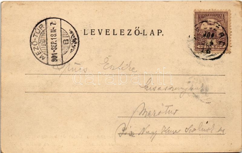 1901 Görcsöny, Nagyságos Benyovszky Lajos nagyföldbirtokos úri kastélya. Az 1901. szeptember 14-18-ik napjaiban megtartott nagy hadgyakorlatok alkalmával Ő Királyi Fenségének a román trónörökös úrnak lakhelye (EK) - Image 2