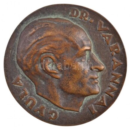 Csúcs Ferenc (1905-1999) DN 'Varannai Gyula / Orvosi érmegyűjtő (medicorum collector nummorum)' kétoldalas Br plakett, peremen jelzett sorszámmal '5' (81mm) T:2 patina / Hungary DN 'Gyula Varannai / Medical coin collector (medicorum