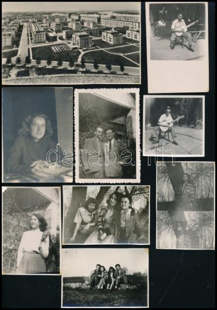 1951-1954 Dunaújváros (Sztálinváros), Dunavecse, életképek Dienes István régész hagyatékából, 18 db fotó, a hátoldalakon feliratozva, 8x13 cm és 6x6 cm közötti méretben