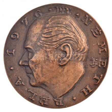 Ispánki József (1906-1992) 1976. 'Dr. Németh Béla' kétoldalas Br plakett, hátoldalán Szent György és a sárkány ábrázolással (84mm) T:2 patina / Hungary 1976. 'Dr. Béla Németh' two-sided Br plaque, with a depiction of St. George