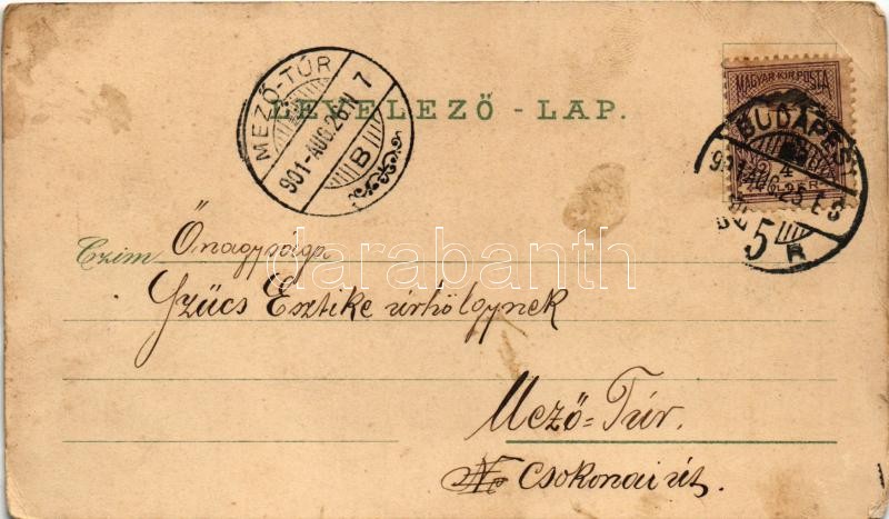 1901 Sopron, Ödenburg; Grabenrunde, Theater und Lisztdenkmal, Rathaus, Comitatsplatz / Várkerület, Színház, Liszt szobor és emlékmű, Városháza, Vármegyeház, Szentháromság szobor, kerékpár. Hünner Raimond No. 4913. Art Nouveau, - Image 2