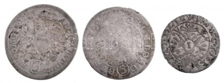 Ausztria 1624. 3kr Ag 'II. Ferdinánd' Bécs (1,22g) + 1725. 3kr Ag 'III. Károly' Bécs (1,25g) + Lengyel Királyság 1625W 1kr Ag 'II. Ferdinánd ' Boroszló (0,67g) T:2-,3 patina, ü. Austria 1624. 3 Kreuzer Ag 'Ferdinand II' Vienna (1,22g) +