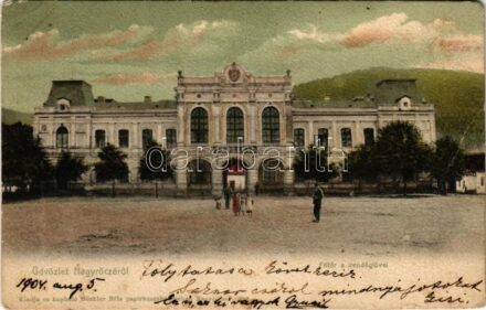 1904 Nagyrőce, Gross-Rauschenbach, Velká Revúca; Fő tér, vendéglő / main square, restaurant (fa)