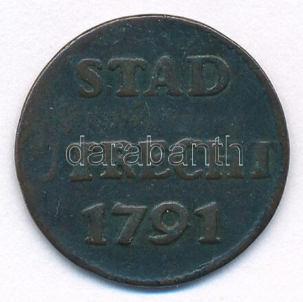 Hollandia 1791. 1D Cu T:2-,3 patina, kis ü. Netherlands 1791. 1 Duit Cu C:VF,F patina, small ding Krause KM#91