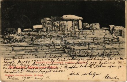 1905 Rónaszék, Rohnen, Costiui (Máramaros); sóbányamunkások munkában a bányában. Kaufman Ábrahám kiadása / miners working in the salt mine (EK)