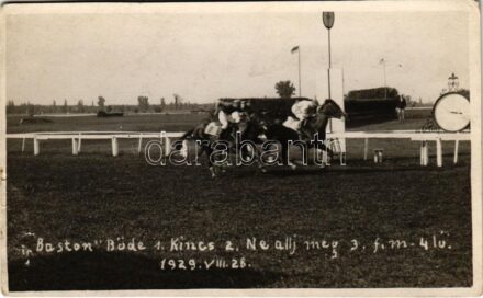 1929 Budapest IV. Káposztásmegyer, lóverseny / Hungarian horse race. Faragó (Újpest) photo (b)