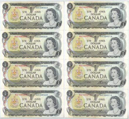 Kanada 1973. 1$ (8db, két részletben sorszámkövetők) T:I- Canada 1973. 1 Dollar (8pcs, consecutive serials in two parts C:AU Krause P#85a