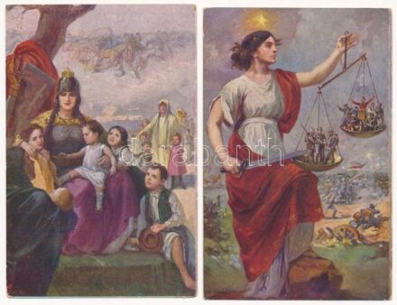 4 db RÉGI osztrák-magyar katonai képeslap / 4 pre-1945 K.u.k. military postcards