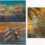 5 db MODERN 3D dimenziós motívum képeslap hajókkal / 5 modern dimensional (3D) motive postcards with vessels