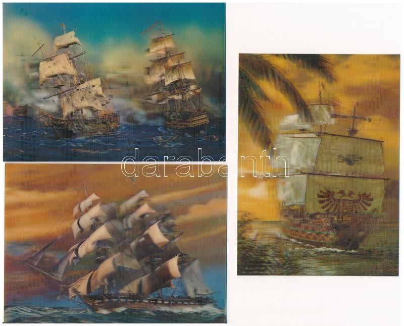 5 db MODERN 3D dimenziós motívum képeslap hajókkal / 5 modern dimensional (3D) motive postcards with vessels