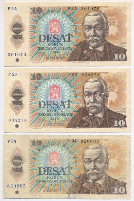 Csehszlovákia 1961. 100K + 1970. 20K + 1987. 10K (3x) + Csehszlovákia 1937. '37. Csehszlovák Osztálysorsjáték' 1/8 sorsjegye öt nyelven (1. osztály) T:I--III- Czechoslovakia 1961. 100 Korun + 1970. 20 Korún + 1987. 10 Korún +